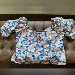 New Abercrombie corset puff sleeve top size Large